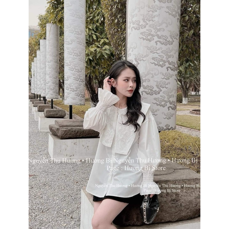 Áo Sơ Mi Cổ Vạt Pha Ren Hàng Cao Cấp