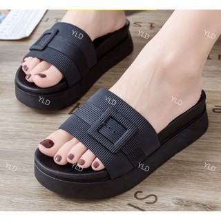 Dép nữ quai ngang dép bánh mì kẻ họa tiết dép nữ đẹp