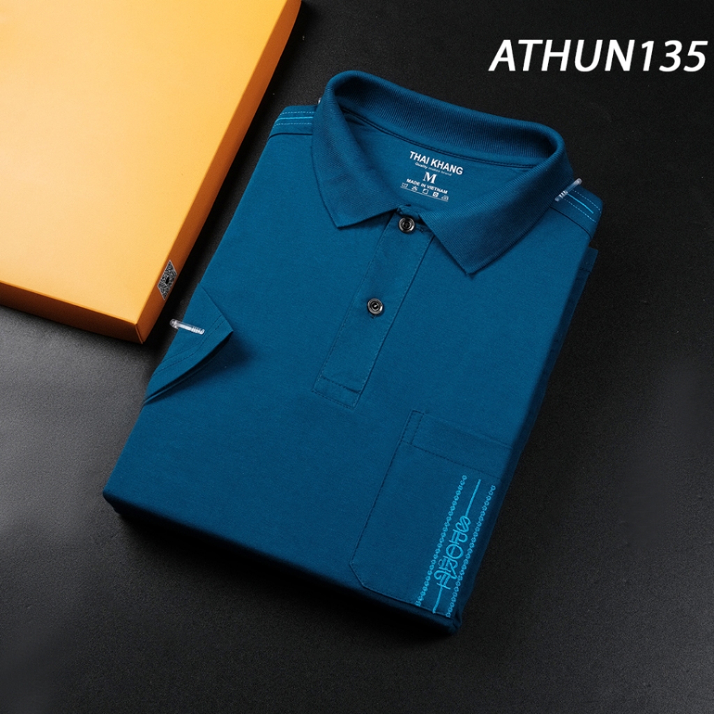 Áo thun nam trung niên tay ngắn có túi vải cotton form rộng ATHUN13
