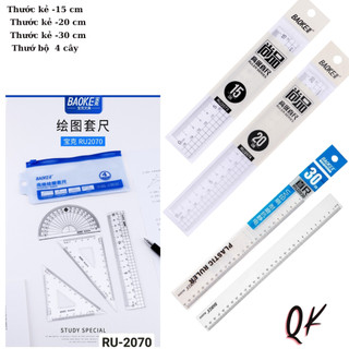 Thước kẻ nhựa cứng baoke 15,20,30 cm thước bộ baoke