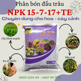 Phân bón NPK Đầu Trâu Tím 15-7-17 + TE  (1KG) giúp cây ra lá, ra chồi mạnh (Vườn Sài Gòn)