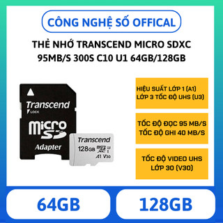 Thẻ nhớ transcend micro sdxc 95mb/s 300s c10 u1 64gb/128gb