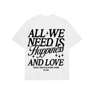 Áo thun in hình unisex nam nữ teeholic cotton cao cấp phong cách retro y2k happiness màu đen trắng THS091223_253