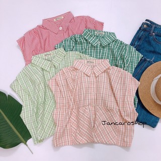 Áo sơ mi sát nách sơ mi k0 tay dáng croptop mẫu 3 - jancaroshop