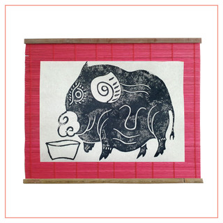 Tranh lợn Kim Hoàng in giấy dó - Tranh dân gian in thủ công
