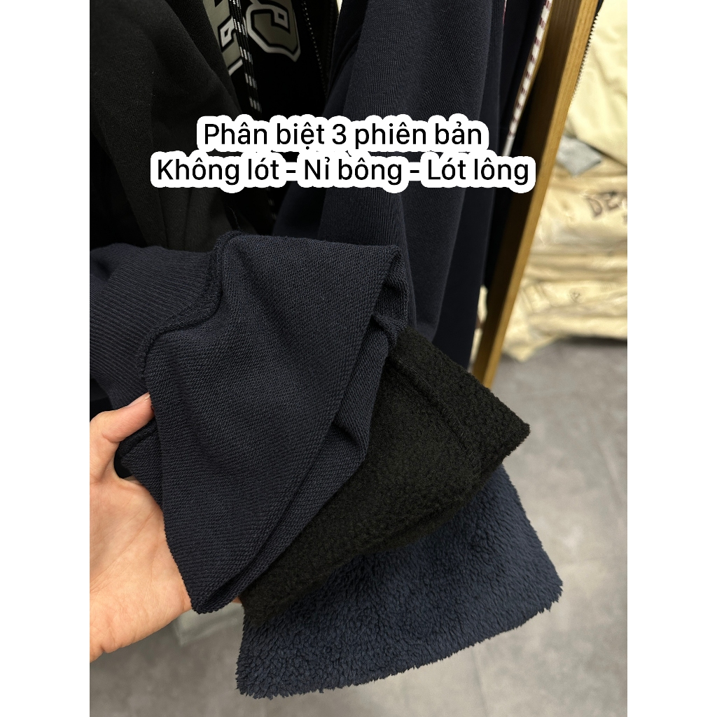 Áo Hoodie zip Dessuu lót bông dày nhiều màu sắc