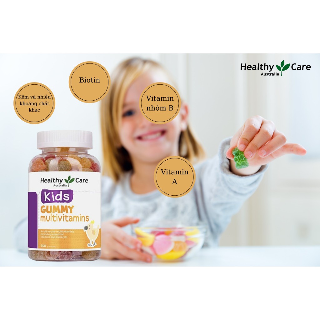 Vitamin tổng hợp Gummy Multivitamin Healthy Care kẹo dẻo bổ sung vitamin cho bé 250 viên