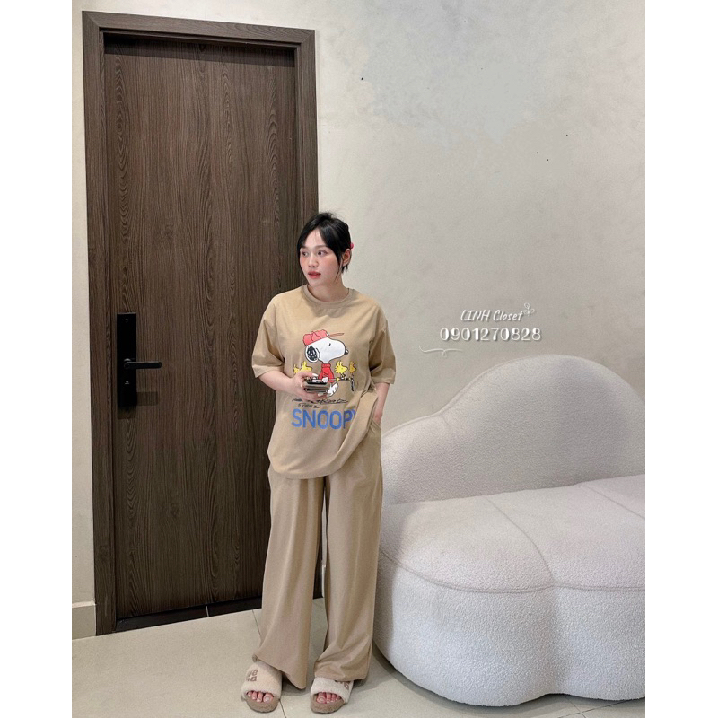 Bộ Áo Snoopy Nâu Quần Suông
