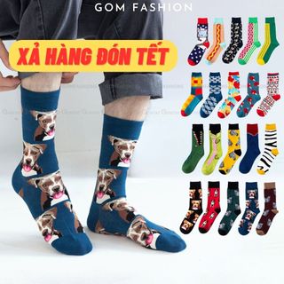 Vớ cổ cao nam nữ GOMTAT hoạ tiết hình thú dễ thương, chất liệu cotton mềm mại, thoáng khí êm chân  - FUJI-1DOI