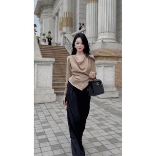 Set Áo lụa be cổ đổ dây và Quần lụa buộc đai Eclipse Clothing