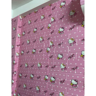 [Combo 20 tấm] Xốp dán tường hellokitty hồng 70x40cm dày 4mm có keo sẵn cách âm cách nhiệt