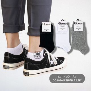 Combo 7 đôi tất TRƠN CỔ NGẮN nam nữ chất liệu cotton, vớ cổ ngắn nam nữ trơn màu chuẩn xuất Hàn