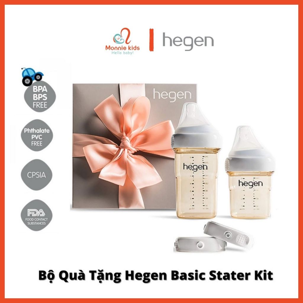Bộ Quà Tặng Bình Sữa Hegen Cao Cấp Basic Stater Kit ( Gồm 1 bình 150ml , 1 bình 240ml và 2 nắp đậy )