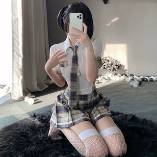 LL2715 Đồ ngủ hoá trang đồng phục nữ sinh kẻ dễ thương