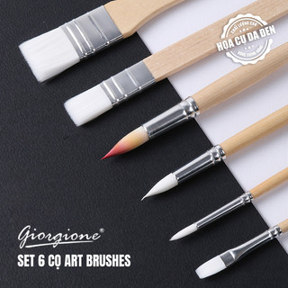 [DA ĐEN - QUẬN 3] Bộ 6 Cọ Giorgione Thân Gỗ Lông Trắng