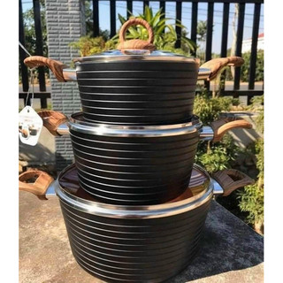 Bộ 3 nồi ceramic đáy từ sun.house shg2003mca dùng trên mọi loại bếp