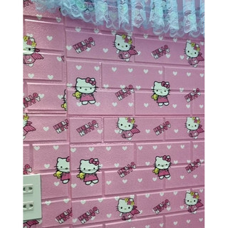 [Combo 20 tấm] Xốp dán tường hellokitty hồng 70x40cm dày 4mm có keo sẵn cách âm cách nhiệt