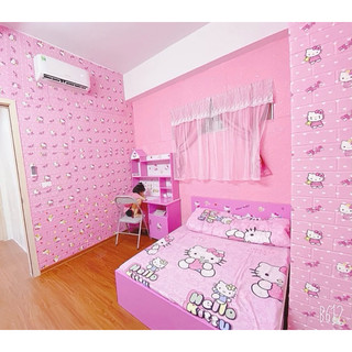 [Combo 20 tấm] Xốp dán tường hellokitty hồng 70x40cm dày 4mm có keo sẵn cách âm cách nhiệt
