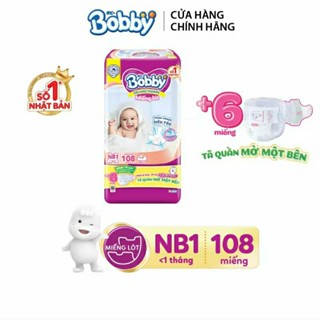 Miếng lót sơ sinh Bobby Newborn số 1-108 miếng tặng 9 miếng Tã Dán Bobby Size XS dành cho trẻ dưới 1 tháng tuổi