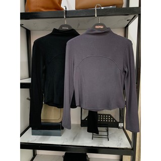 Áo giữ nhiệt nữ FIONA áo croptop freesize cổ leo dài tay cắt cúp thân trước gấu đuôi tôm C513566