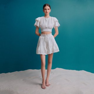 MAVEN - Áo croptop trắng phối ren cách điệu Linda Top