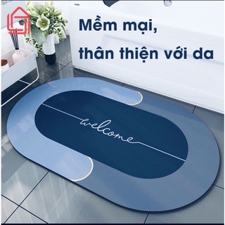 Thảm lau chân silicon bầu dục thấm hút nước