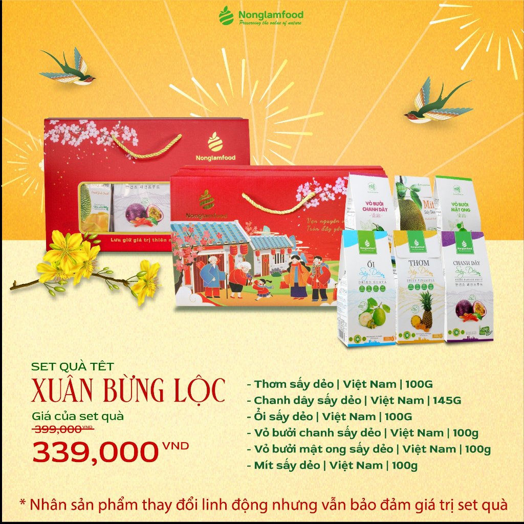 [BỘ QUÀ TẾT 2024] Set quà tết Xuân Bừng Lộc mix trái cây đủ vị Nonglamfood | Quà tết cao cấp Xuân Giáp Thìn doanh nghiệp