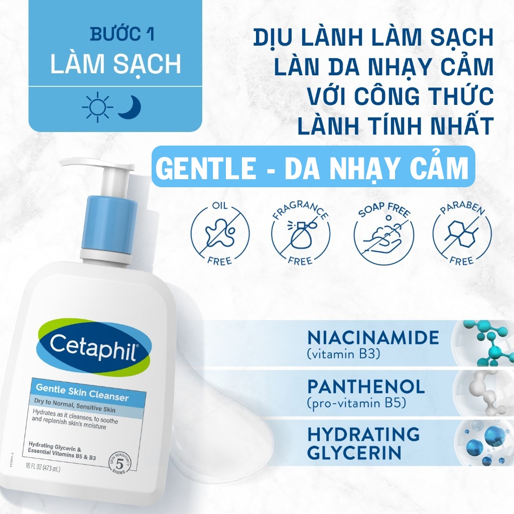 Sữa Rửa Mặt Cetaphil Cho Mọi Loại Da (Oily/Gentle/Hydrating) Skin Cleanser 125ml/250ml/236ml/473ml/500ml- Dr Thêm