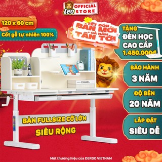Bàn Học Thông Minh Cốt Gỗ Tự Nhiên DERGO LEO D800 - Mẫu Mới 2024 (Tặng đèn chống cận cao cấp)