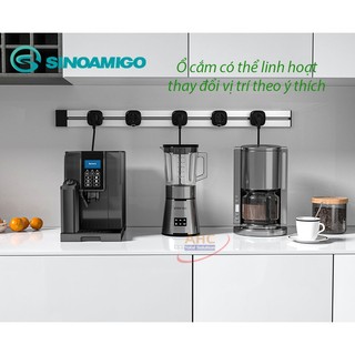 Ổ cắm ray thanh trượt - Hệ thống ray tiếp tiện thông Minh Sinoamigo SPT-MS60 màu bạc, dài 75cm