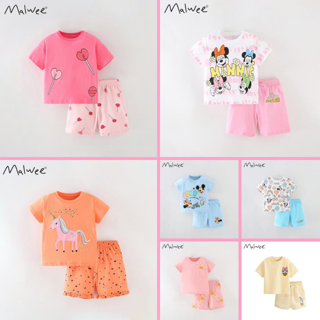 BST bộ thun hè cotton Malwee nhiều mẫu dễ thương cho bé gái 2-7 tuổi P2 - Little Maven Chính Hãng