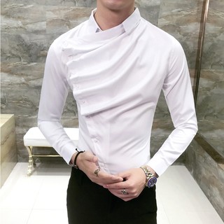 Áo sơ mi nam dài tay thiết kế cúc chéo độc lạ tạo điểm nhấn cho chiếc áo H28