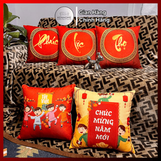 Bộ gối tết, bộ vỏ gối tết, bộ gối tựa lưng sofa trang trí tết nguyên đán kích thước 45x45cm, kenhome