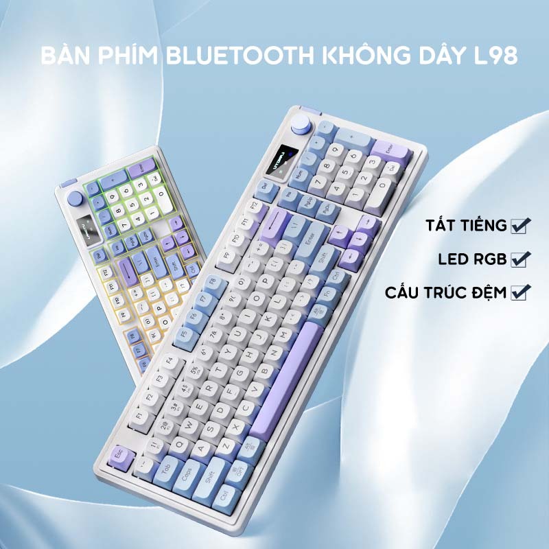 Bàn phím LANGTU L98 bàn phím bluetooth không dây/có dây silent pin sạc Led RGB hỗ trợ window/mac,ios...gaming văn phòng | BigBuy360 - bigbuy360.vn