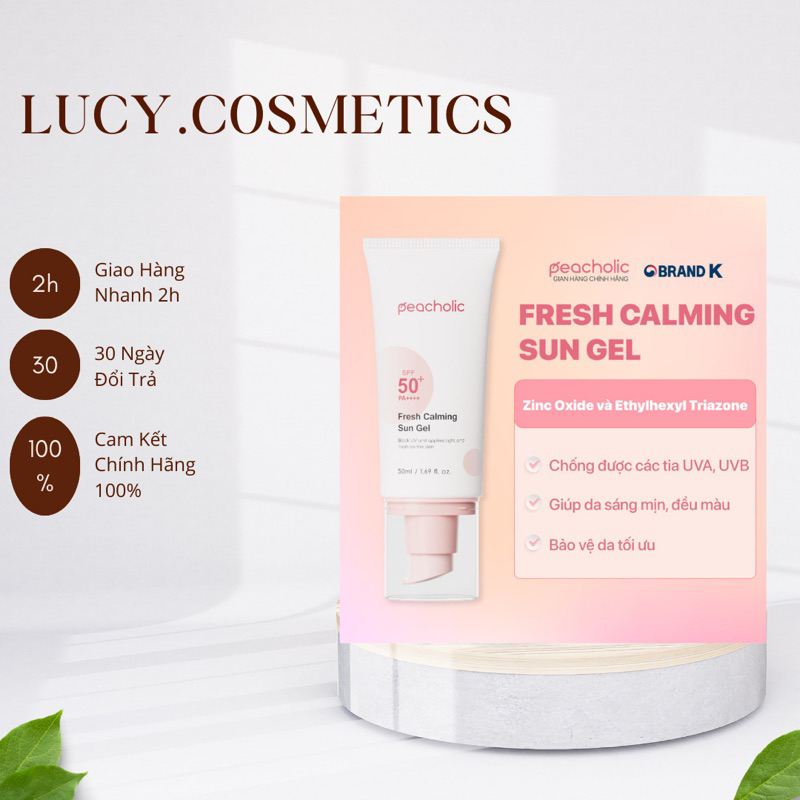 Kem chống nắng Peacholic nâng tone BẢN MỚI Fresh Calming Sun Gel