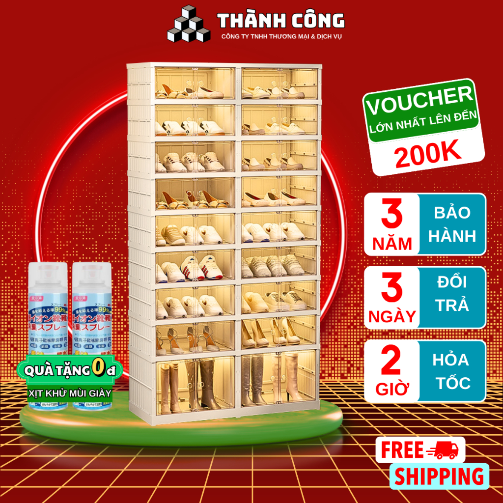 Tủ giày gấp gọn shoebox (36 đôi) 9104-8-1G chất liệu nhựa PP ( BẢO HÀNH 3 NĂM) ,hộp đựng giày đa năng cao cấp