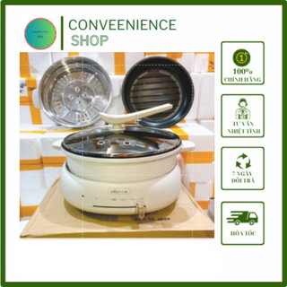 Nồi bảo hành 12 tháng - lẩu nướng bear 3in1 kèm khay hấp, nồi lẩu đa năng 4l - convenience shop