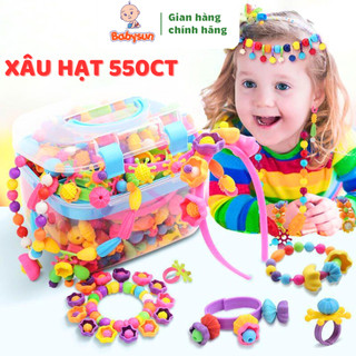 Đồ chơi cho bé gái, trai Babysun - Xâu hạt vòng 550CT bằng nhựa giúp bé phát triển kỹ năng rèn luyện linh hoạt cho Bé
