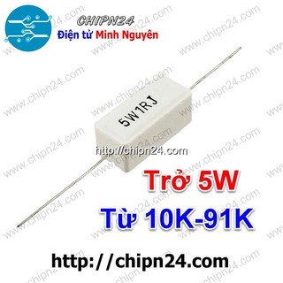 [3 con] Điện Trở Sứ 5W 5% Loại Nằm (Trở Công Suất 10K 12K 15K 18K 22K 33K 39K 47K 51K 56K 68K 82K) - [Chọn Loại]