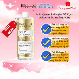 Nước tẩy trang Eveline Gold Lift Expert cao cấp chống nhăn da 3 trong 1 500ML