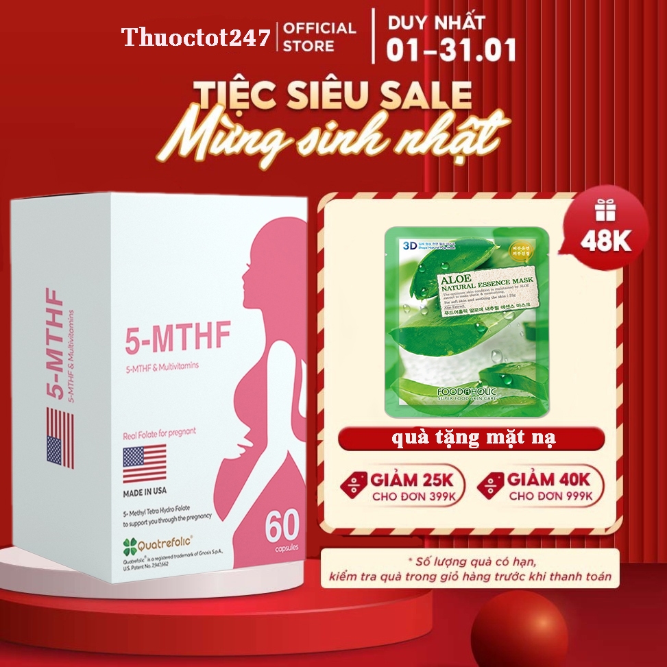 5 - MTHF, bổ sung acid folic 5mthf, ngừa dị tật thai nhi, tăng thụ thai, giảm nguy cơ sảy thai, hỗ trợ sinh sản