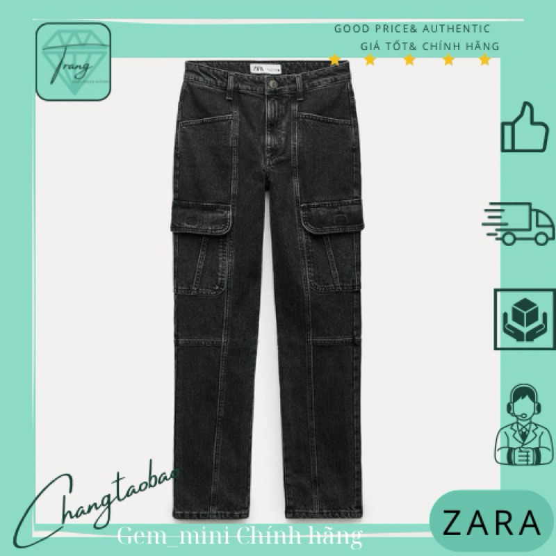 Zara Auth Quần jean đen bó sát ZW size 34