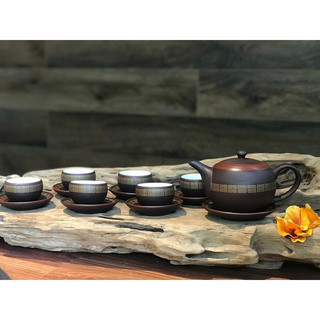 Bộ ấm chén gốm Hồng sa Bát Tràng - Ấm chén nghệ nhân Phạm Thế Anh