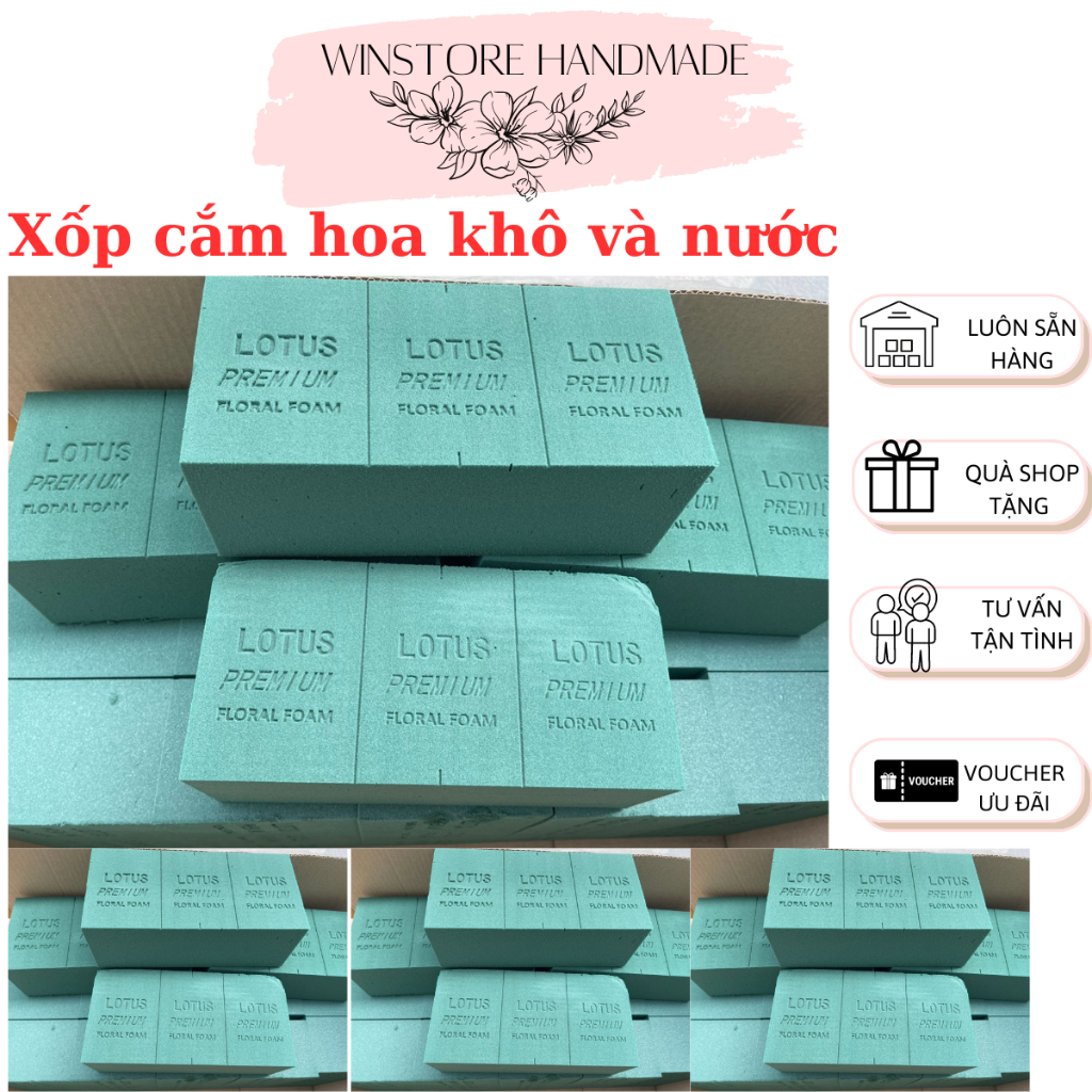 Xốp cắm hoa Lotus, xốp xanh chuyên dụng cho cắm hoa tươi hoa khô trang trí Winstorehandmade- WSXH026