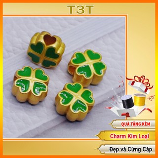 Charm cỏ bốn lá màu xanh may mắn - ckl07