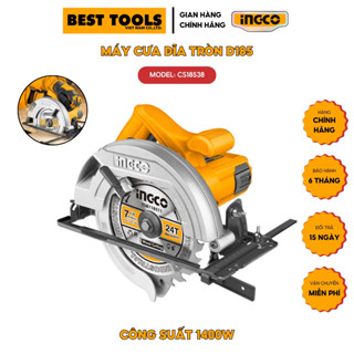 Máy cưa đĩa tròn cầm tay INGCO CS18538 1400W 4800RPM 185x20mm tặng kèm lưỡi cưa đường kính 185mm