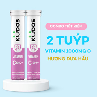 Combo 2 Tuýp Viên sủi KUDOS VITAMIN C- Thực phẩm bảo vệ sức khỏe KUDOS VITAMIN C 1000 mg (hương dưa hấu 20 viên/ tuýp)