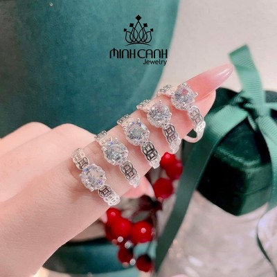 Nhẫn Kim Tiền Bạc Mix Đá Cổ Tròn - Minh Canh Jewelry