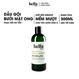 Dầu gội bưởi mật ong keratin phục hồi tóc hư tổn dưỡng tóc mềm mượt Hella Beauty 300ml