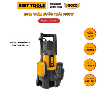 Máy bơm chìm nước thải ingco spd10001 máy bơm nước thải 220v công suất đầu vào 750-1000w cột áp 9m lưu lượng tối đa 333l
